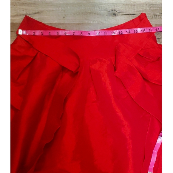 BOWKNOT ASYMMETRIC WATERFALL SKIRT IN RED - Picture 3 of 13